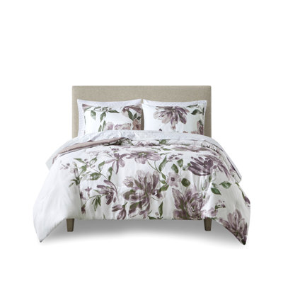 King Floral Comforter And Sheet , 100% , Mauve Taupe Colors, Machine Washable Bed In A Bag With Soft Comforter, Sheets, Design, Bedding