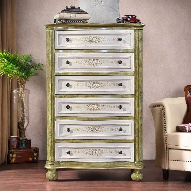 Chic Mediterranean-Inspired 6-Drawer Accent Chest