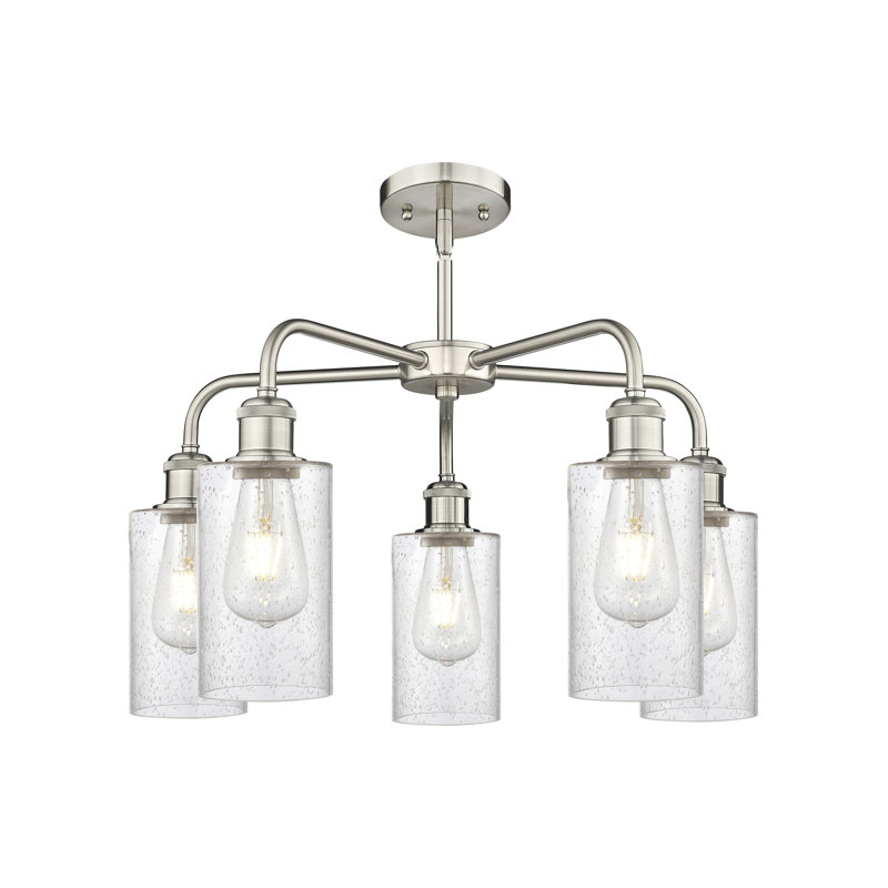 Lustre cylindrique à 5 lumières Ervine, Nickel satiné