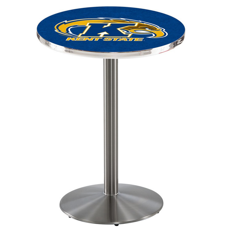 Round Metal Base Dining Table, Stainless Steel, Kent State University