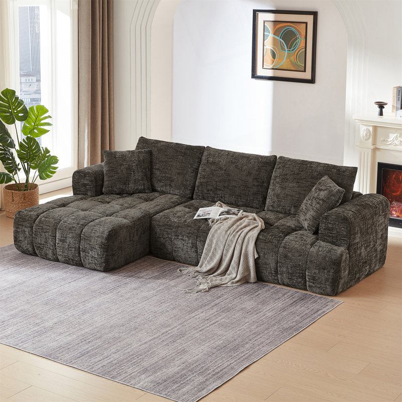 Boneless L-Shape Luxury Sectional Oversized Sofa With Minimalist Design, Comfy Sleeper Function, And No Assembly Required For Instant Use.
