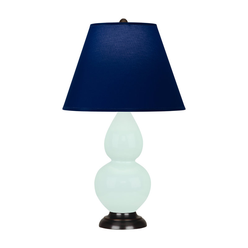 Double Gourd Table Lamp, Navy/Gray, Deep Patina Bronze, Mint Glazed