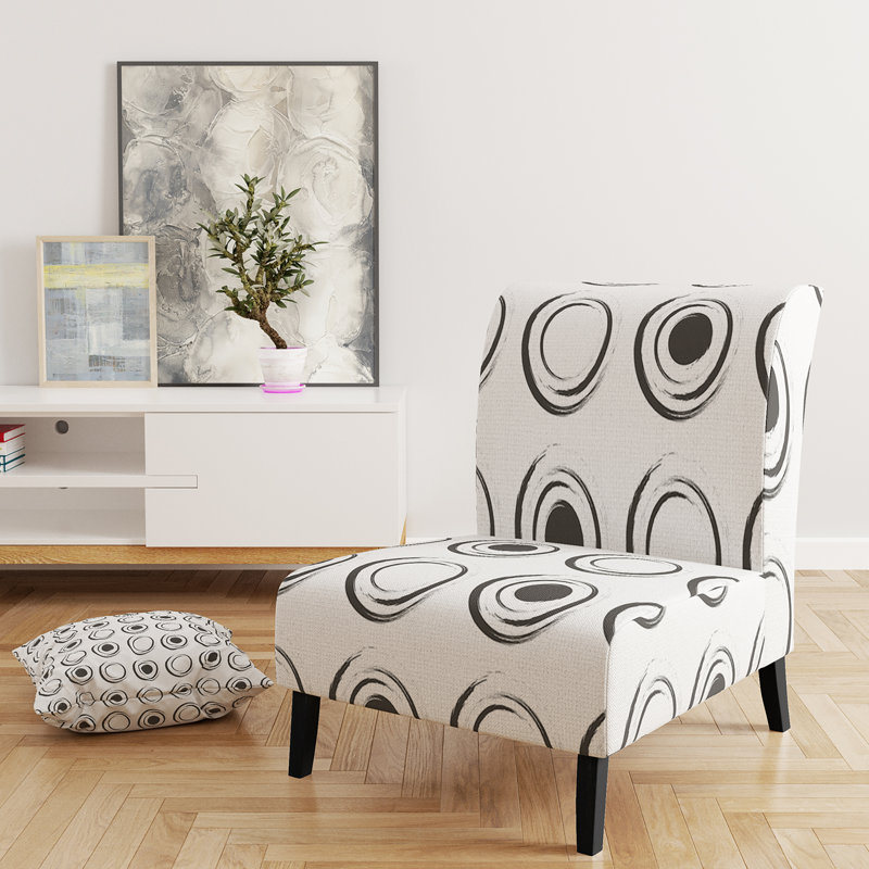 'Filberto Black Circle Pattern - Upholstered Patterned Accent Slipper Chair