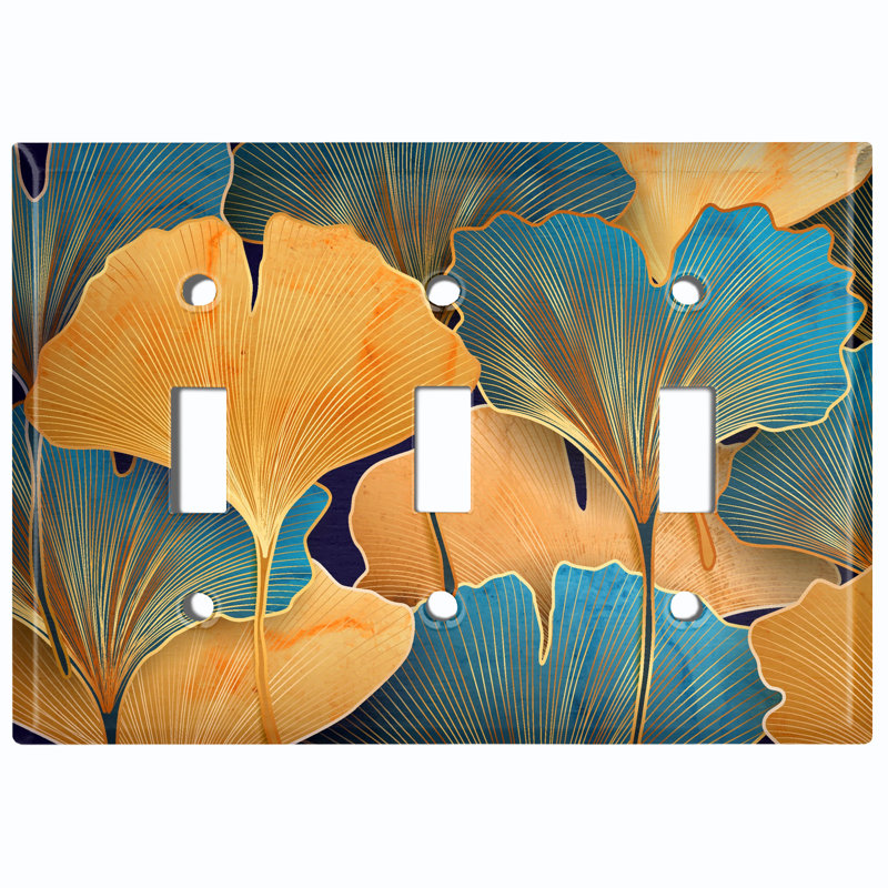 Plaque murale à 3 interrupteurs à bascule Flower Orange Blue