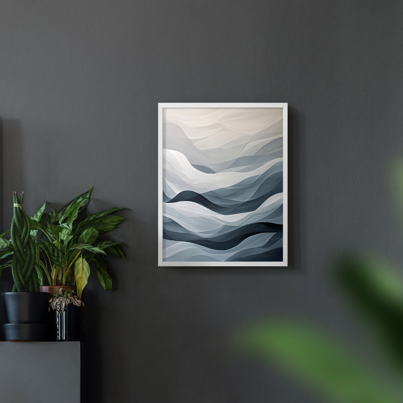 Série ABSTRACT CDLxxix - reproduction encadrée de qualité supérieure - prête à être accrochée - aucun clou requis, Blanc