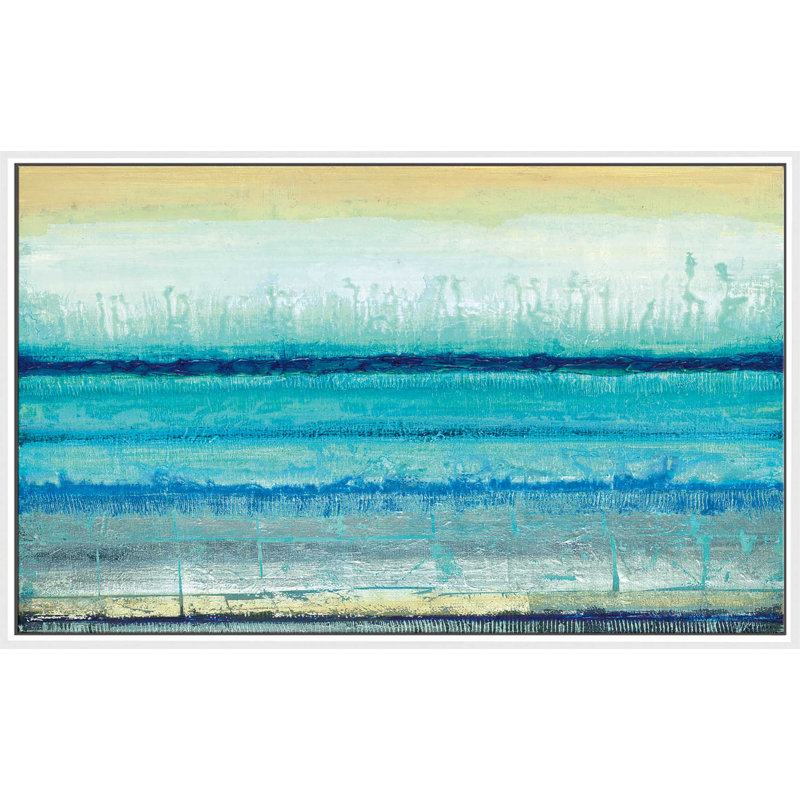 «Blue River», reproduction de peinture acrylique sur toile, H 27,5 po x l 43,5 po x P 2 po, Cadre flottant blanc