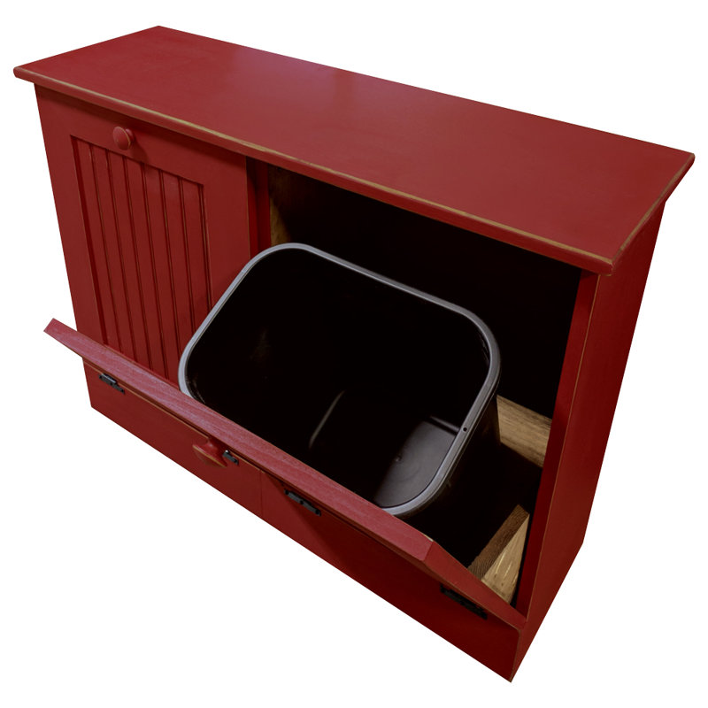 Poubelle multi-compartiments inclinables 13 gallons inclinable, Vieux rouge
