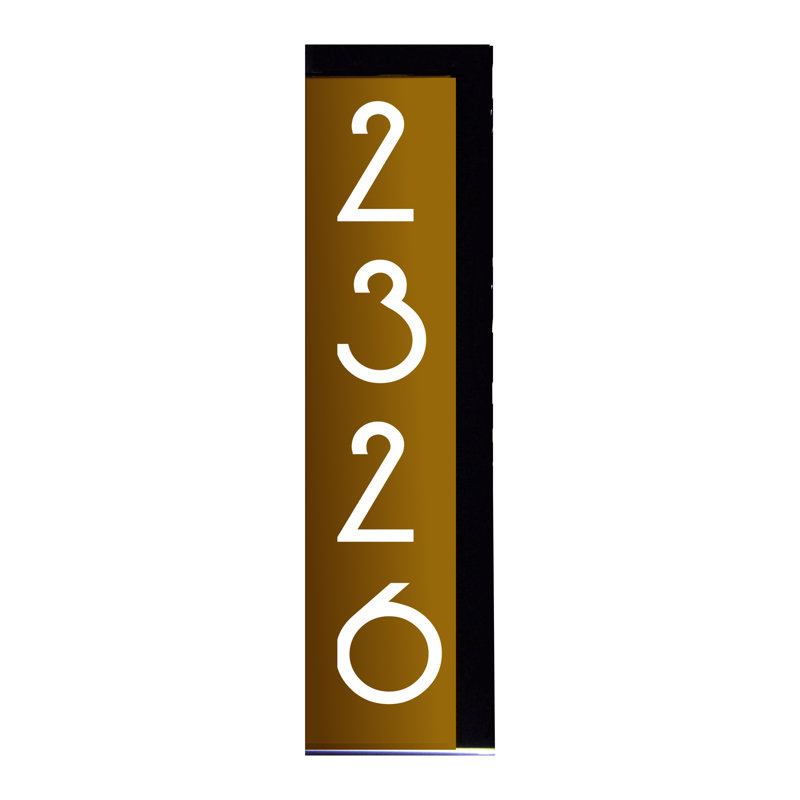 Enseigne d’adresse verticale à del avec adaptateur d’éclairage paysager, Oui, Chocolat