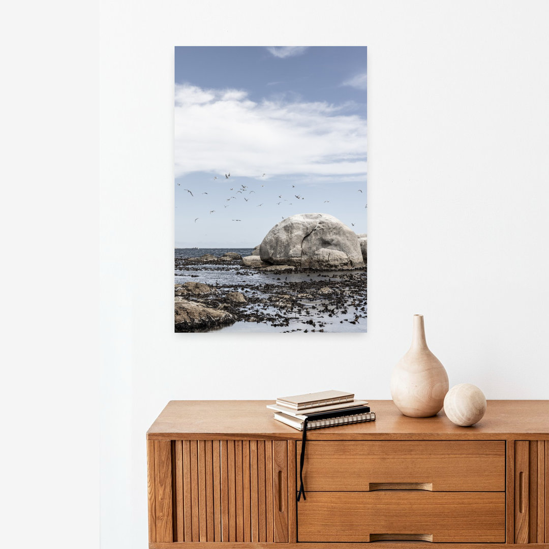 Contemporary Art Serene Tranquil Abstract Seagull Coastal Landscape Art by Shot By Clint - Wrapped Canvas Print