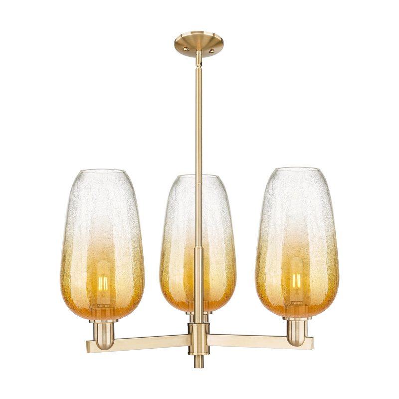 Lustre suspendu 3 lumières Godalming, Ambre, Bronze champagne