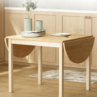 55" Extendable Solid Wood Kitchen Table , Oval Drop Leaf Tables For Small Spaces, Folding Dining Table For 4-6 People
