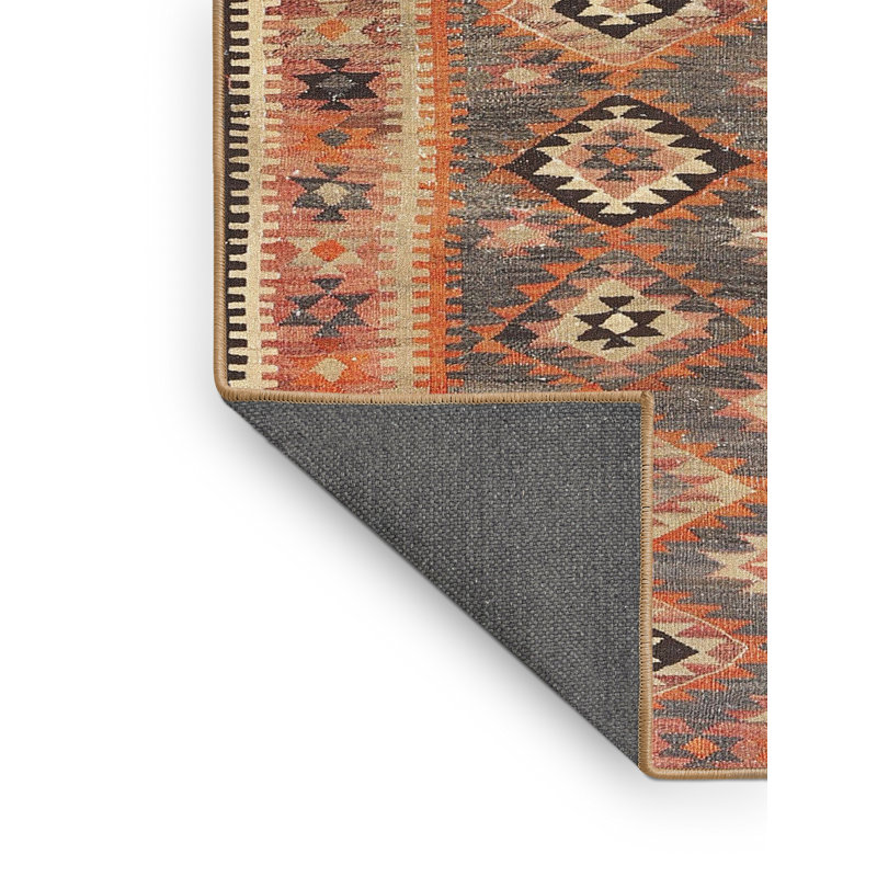 Tapis contemporain brun / beige / orange, Rectangle de 3 pi x 5 pi