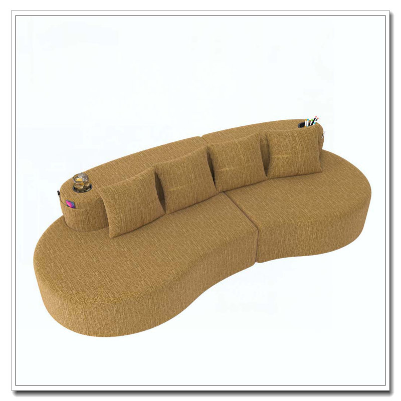 Modern  Elegant Half Moon Sofa, Mustard yellow