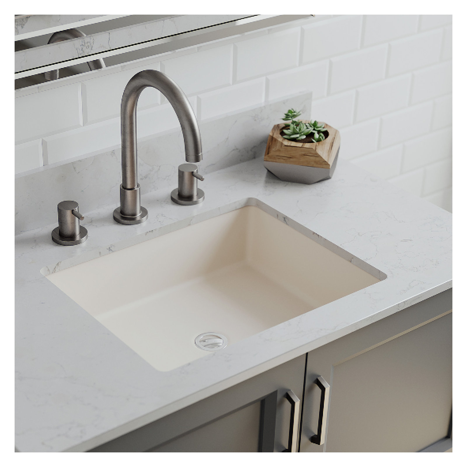 Lexicon Quartz Composite Rectangle Vanity Sink, Beige