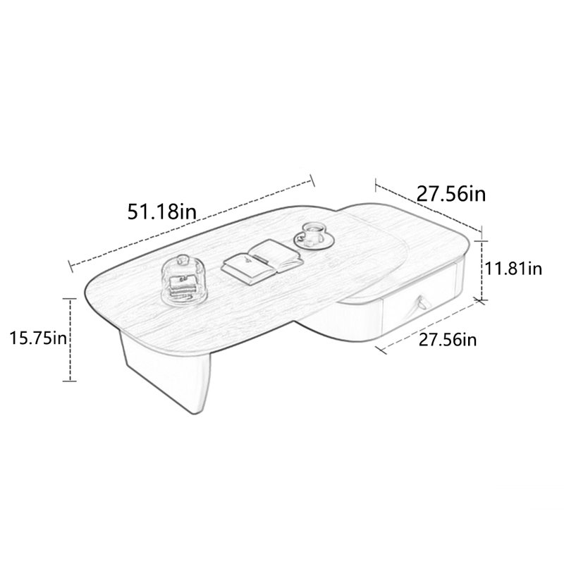 Table basse ovale simple et multifonctionnelle, Blanc
