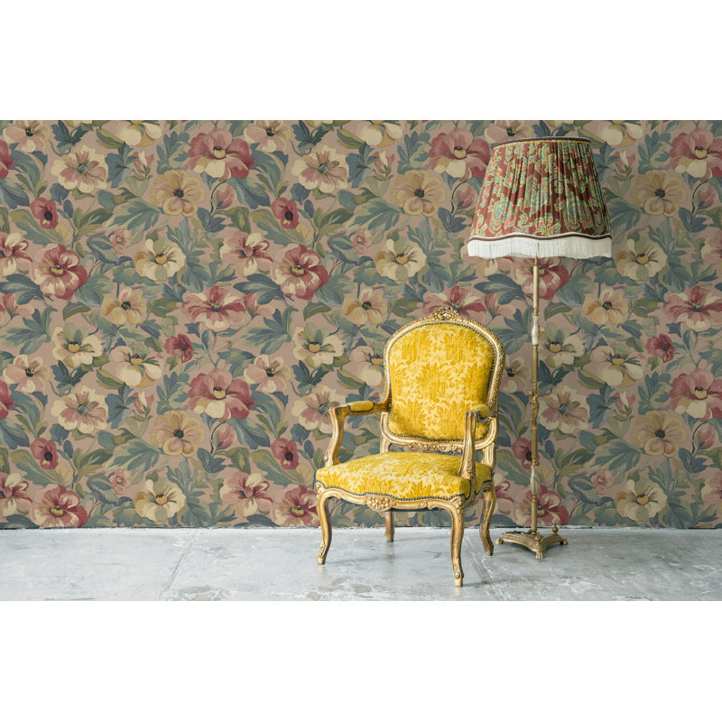 Papier peint adhésif rétro tapisserie florale