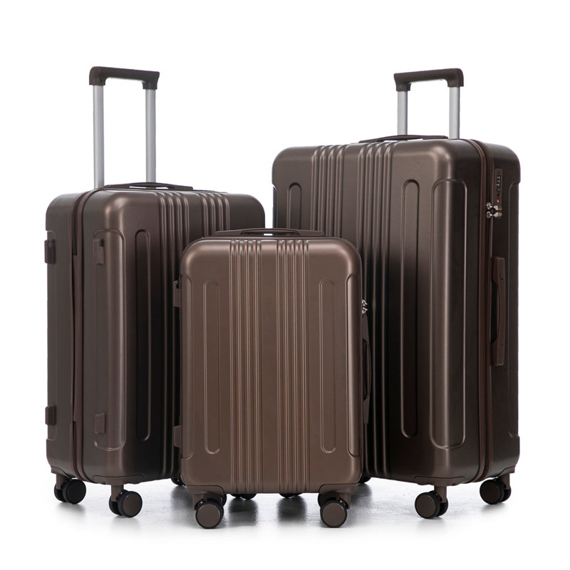 20 po / 24 po / 28 po 3 pièces / ensemble en valise à roulettes ABS, valise de cabine, couleur assortie, serrure à combinaison TSA