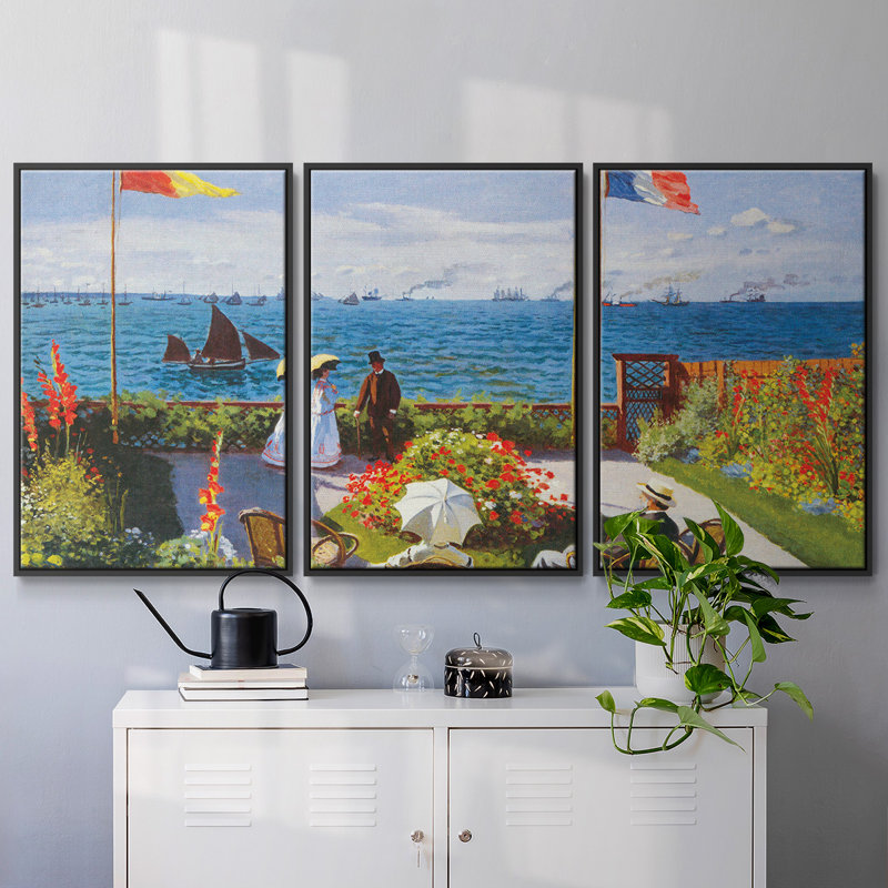 Claude Monet 3 pièces, Cadre noir, H 40 po x l 78 po