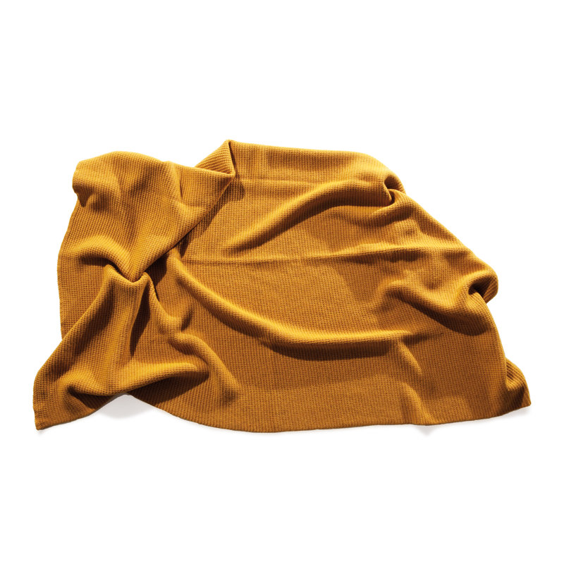 Knitted Throw Blanket, Mustard