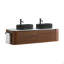 Meuble-lavabo de 60 po avec lavabo, armoire murale en noyer avec porte-serviettes gratuit, conception de deux lavabos en céramique rayés ovales noirs, sans drain et robinet, pré-assemblé-1402261892-1402261888-1402261889