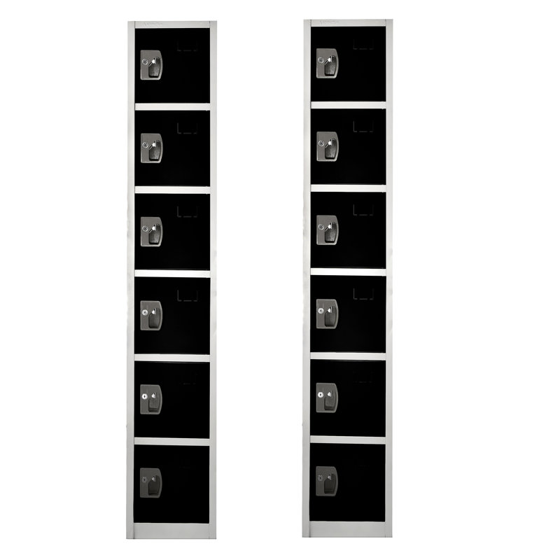 Black and Silver Steel 6-Tier Freestanding Office Locker