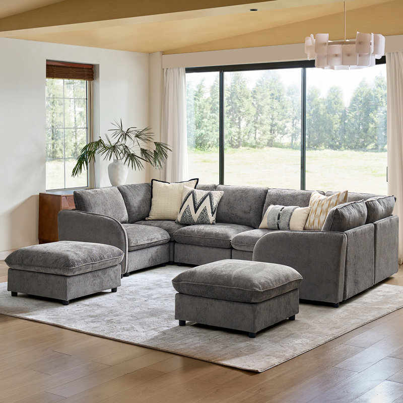 Canapé modulaire moderne avec rangement de 128,5 po Terencio , Gris