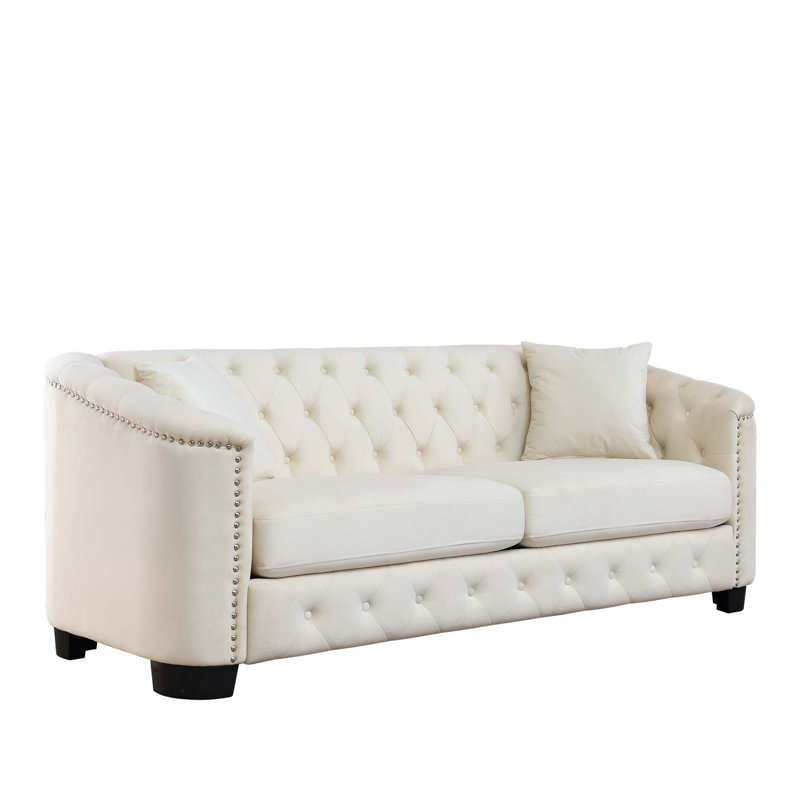 Alexandrie  Square Arm Loveseat, 2, 30" H x 59" W x 31.5" D, Beige Velvet Incorrect