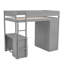 Lit mezzanine simple gris avec armoires encastrées, bureau et armoire de rangement-200839067-200839066