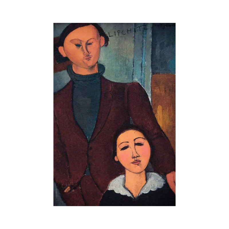 Portrait Of Jaques And Bethe Lipchitz by Amedeo Modigliani - Wrapped Canvas Painting, 20.32 cm H x 30.48 cm W