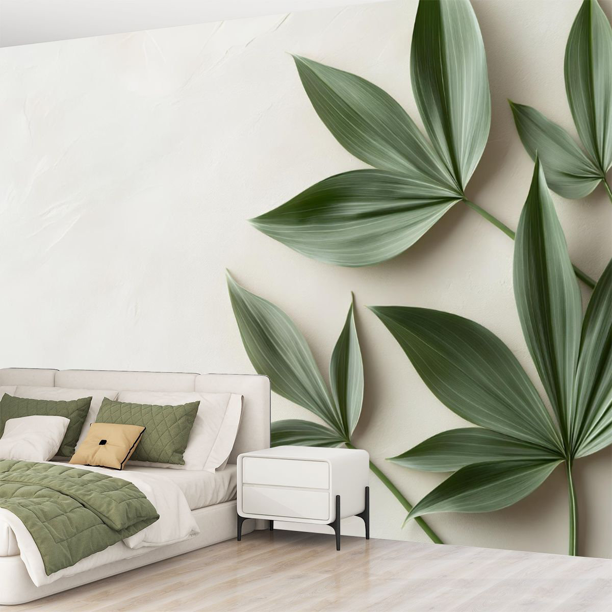 Latitude Run® Peel and Stick Canvas Wallpaper Wall Mural Modern Palm ...