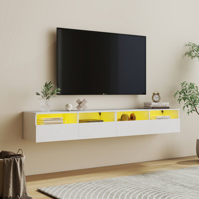 Floating TV Stand with 2 Storage Drawers, Wall-Mount up to 85"