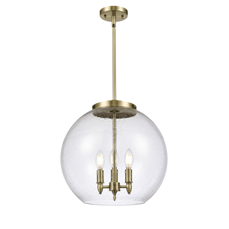 Athens Antique Brass Globe Pendant Light for Indoor/Outdoor Use
