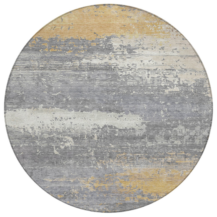 Machine Washable Indoor/Outdoor Xhevrie Gold Rug