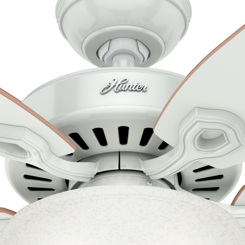 52" Builder Deluxe 5 - Blade Standard Ceiling Fan with Pull Chain and Light Kit Included, White