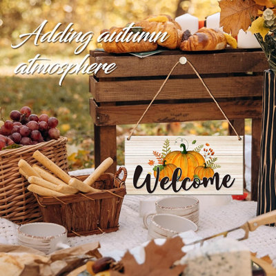 Fall Welcome Door Sign – Wooden Pumpkin Hanging Plaque for Autumn, Thanksgiving & Farmhouse Decor