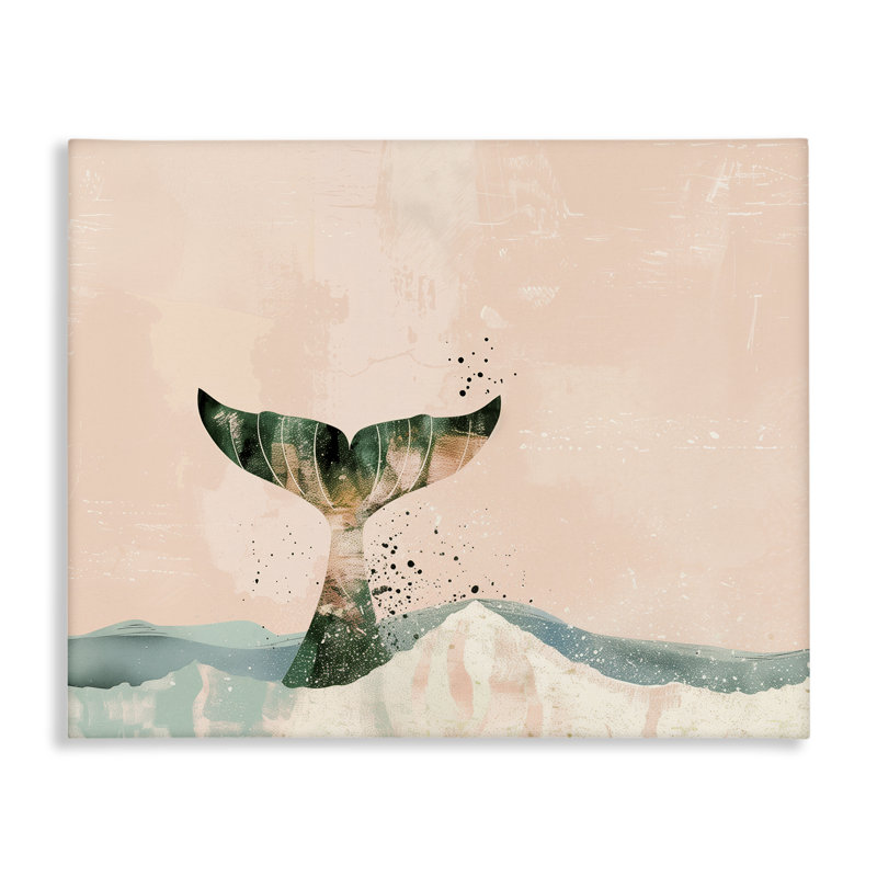 Toile de queue de baleine rose abstraite, design par Arlington Prints, H 16 po x l 20 po