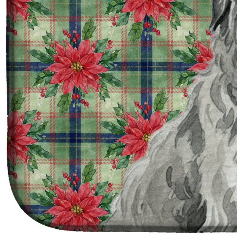 Tapis de vaisselle gris Briard Christmas PoinsettIas