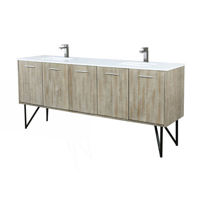 60 In. W X 20 In. D 4 Door Double Bath Vanity With White Quartz Top And Chrome Faucet Set