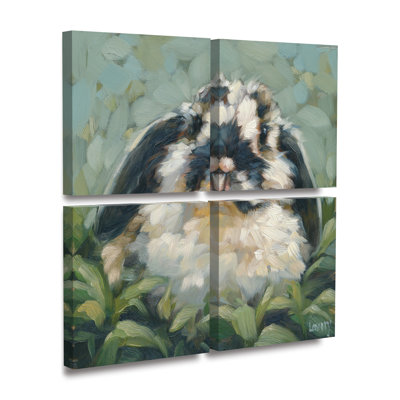 Ensemble de 4 panneaux muraux - Andrea Lavery «Floppy», art mural sur toile pour le salon, la chambre à coucher ou le bureau 