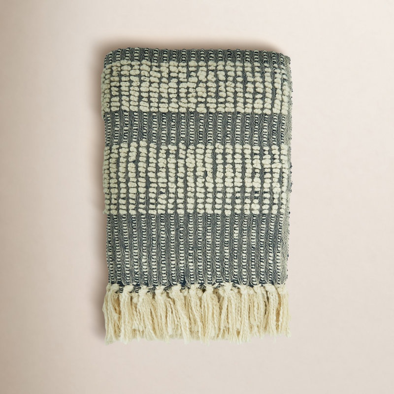 Iddo Anden Sevan 100% Cotton Throw, Navy Blue