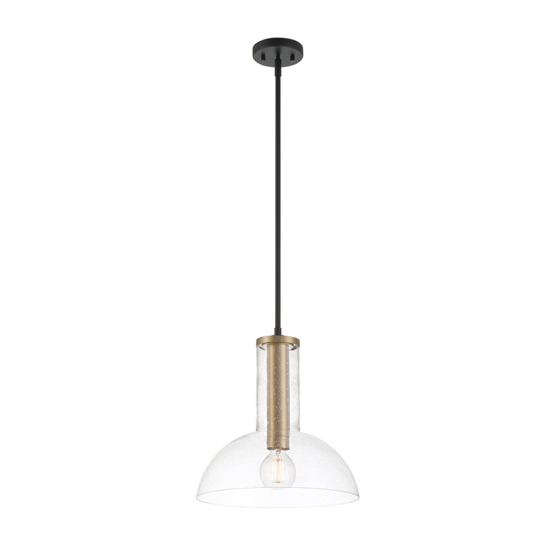 Arshpreet 1 - Light Matte Black Dome Pendant, 51.25" H x 14" W x 14" D