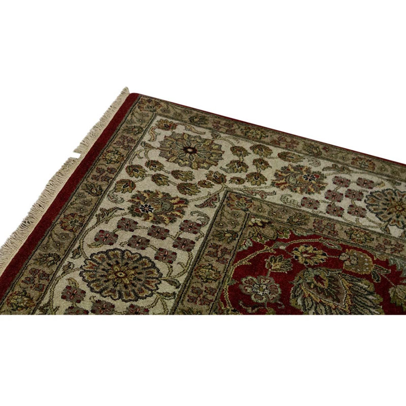 Tapis rouge / brun noué à la main