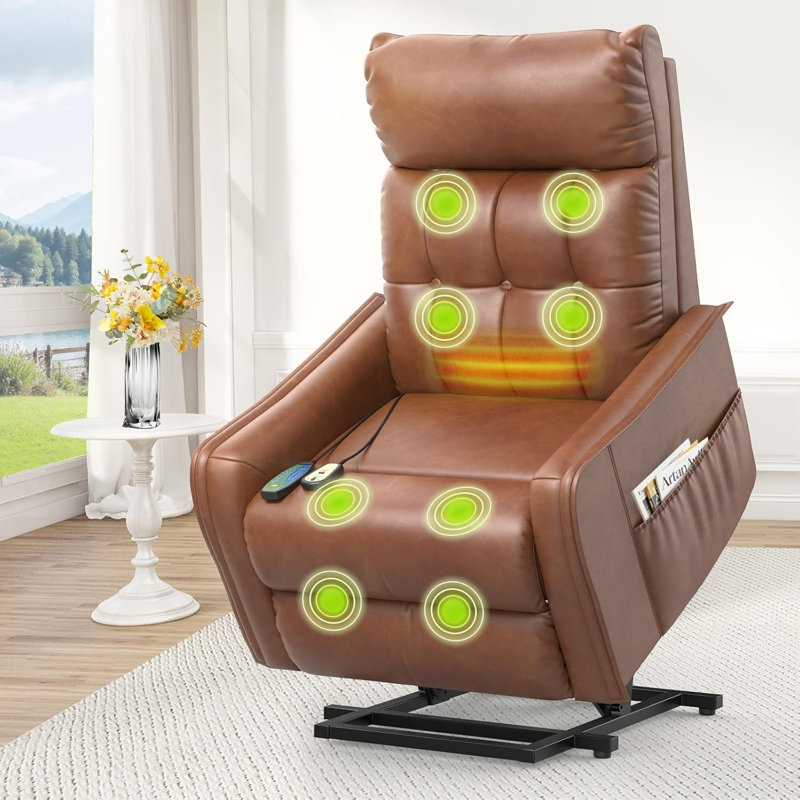 Upholstered Heated Massage Chair, Black