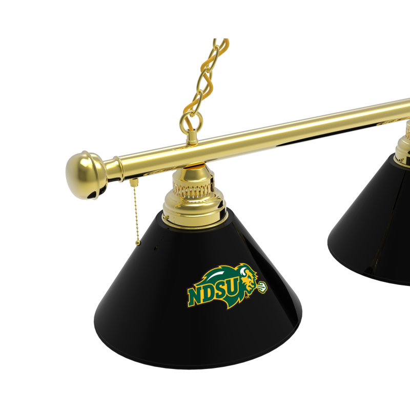 3 - Light Pool Table Lights Pendant, Brass, North Dakota State Bison - Black