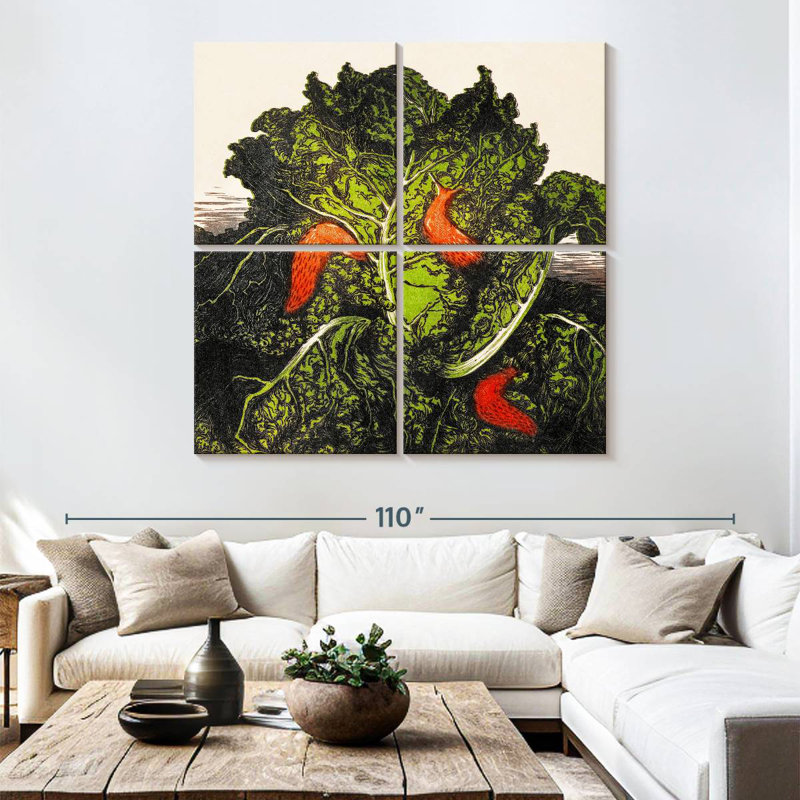 Yarlin Three Slugs On A Cabbage, 74" H x 74" W