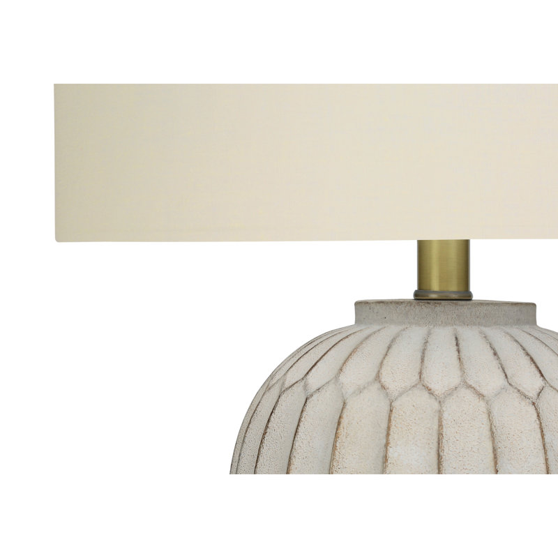 Lighting, 24 po, lampe de table, résine crème, abat-jour ivoire / crème, transitionnel