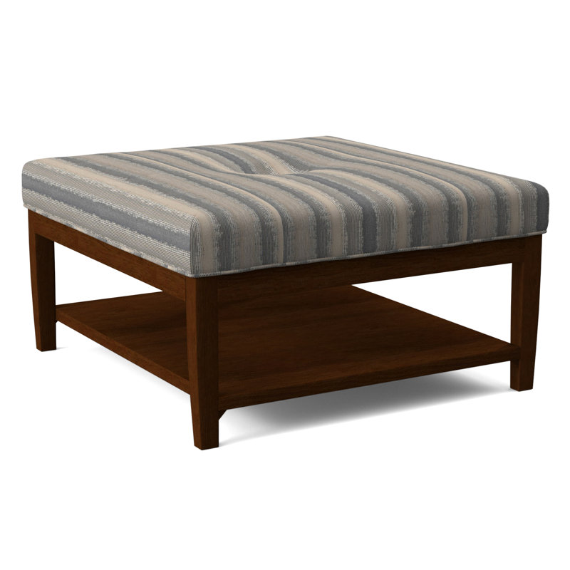 Repose-pieds Hammond avec rangement, Finition café, Tissu performance blanc 0851-94