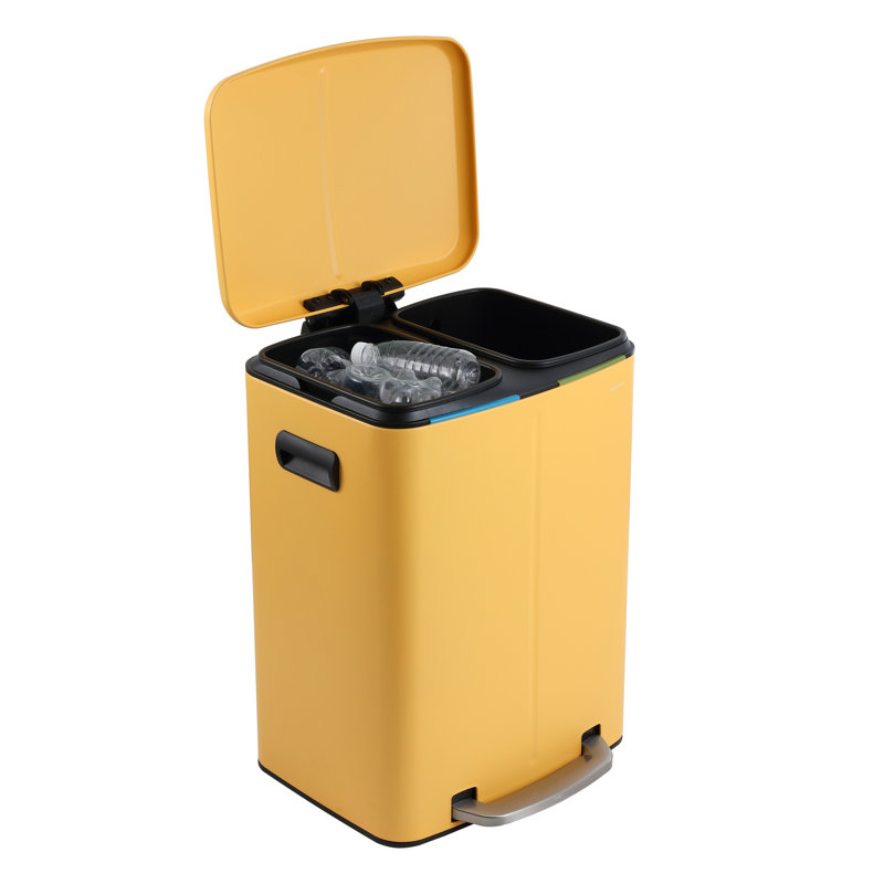 Poubelle à pédale rectangulaire 10,5 gallons Marco, Jaune jonquille