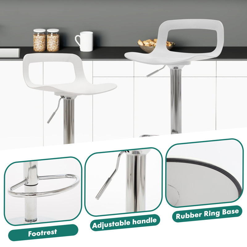 Dressler Swivel Upholstered Adjustable Height Counter Stool, White