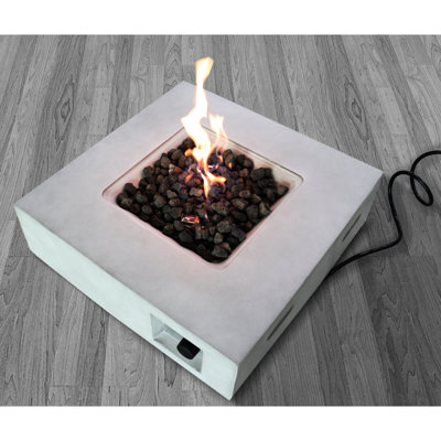 Propane/Natural Gas Concrete Fire Pit - 40000 , Gray Concrete, Rust & Heat , Modern Outdoor Table For Garden, 30X30x11 In, 59 Lbs Output, Gray, Garden Outdoor,
